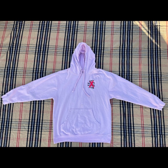 Anti Social Social Club Cancelled Hoodie Mens Sz Large Color Pink ASSC - Picture 1 of 12